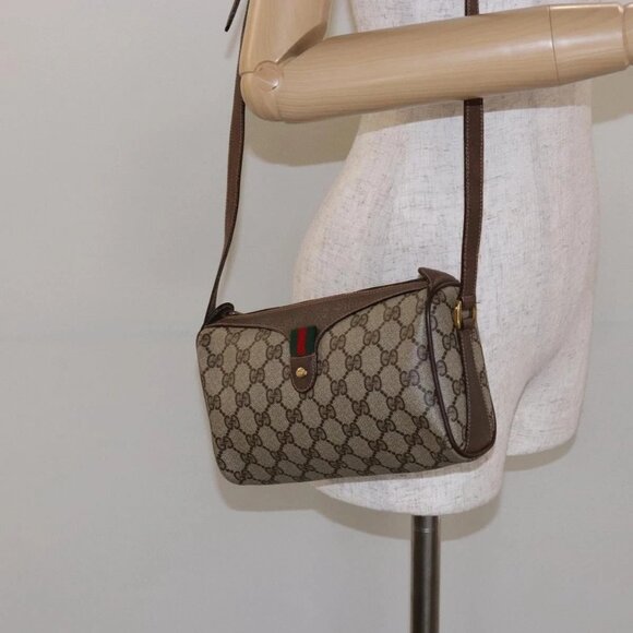 GUCCI GG Supreme Web Sherry Line Shoulder Bag PVC Beige - Picture 1 of 16